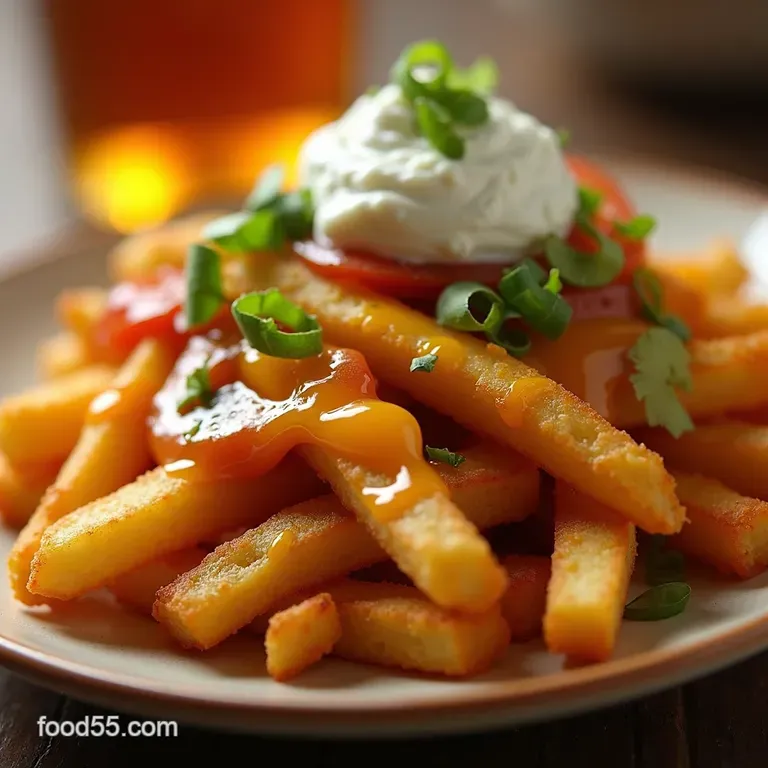Lean Loaded Skinny Baked Texas Cheese Fries presentation