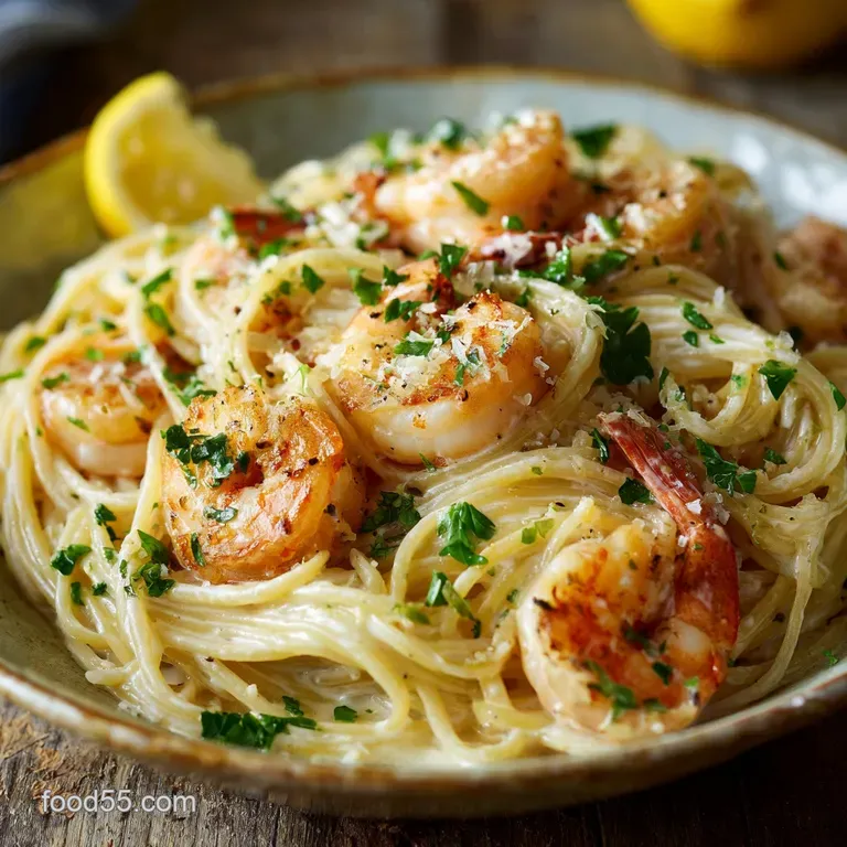 Shrimp Scampi Pasta with Lemon Cream: the Ultimate Weeknight Treat presentation