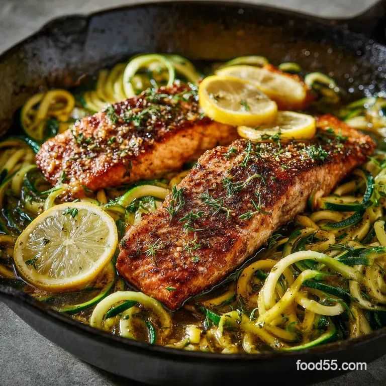 Proper PanSeared Salmon Lemon Garlic Butter with Zucchini Noodles