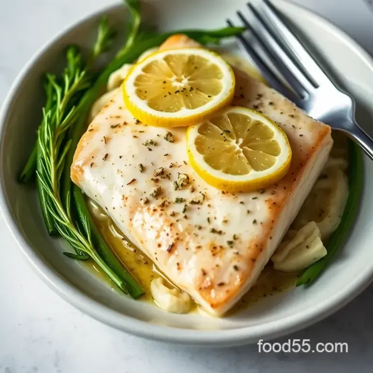 Lemon Herb Baked Mahi Mahi with Roasted Asparagus presentation