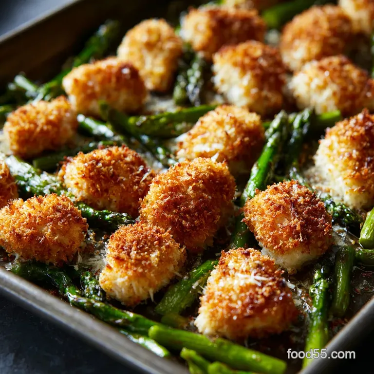 Sunshine Traybake LemonHerb Parmesan Baked Chicken Bites with Asparagus