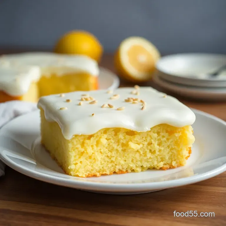 Lemon Poppy Seed Dream Cake presentation
