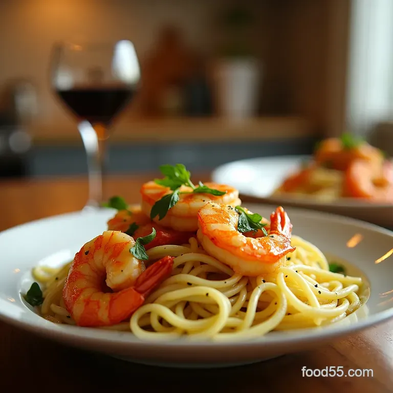 Lemongarlic Shrimp Scampi Zoodles for Two presentation