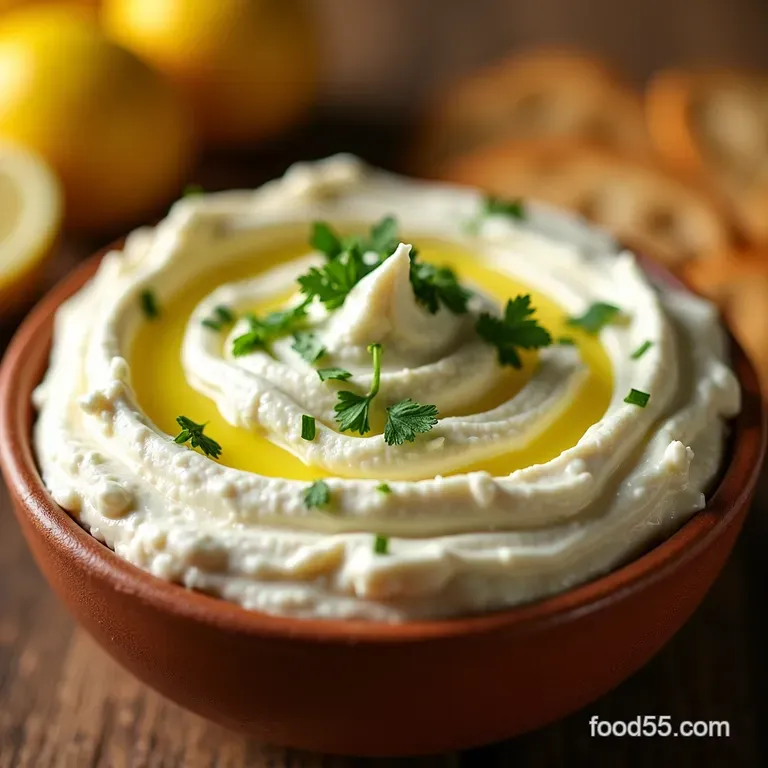 Lemongarlic Whipped Feta Dip presentation