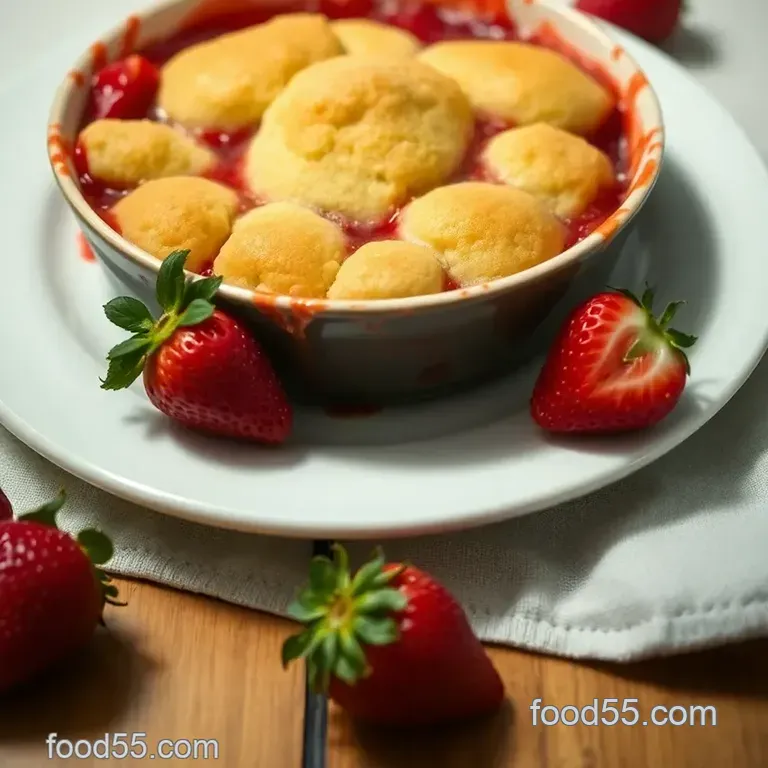 Lush Strawberry Cobbler with Biscuit Topping presentation