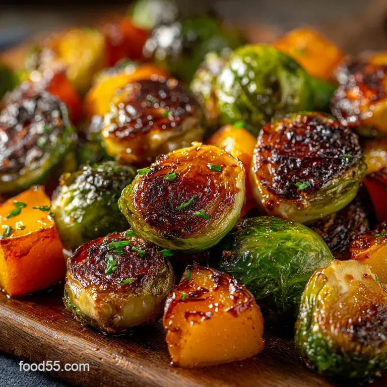 Maplesoy Roasted Brussels Sprouts and Butternut Squash presentation