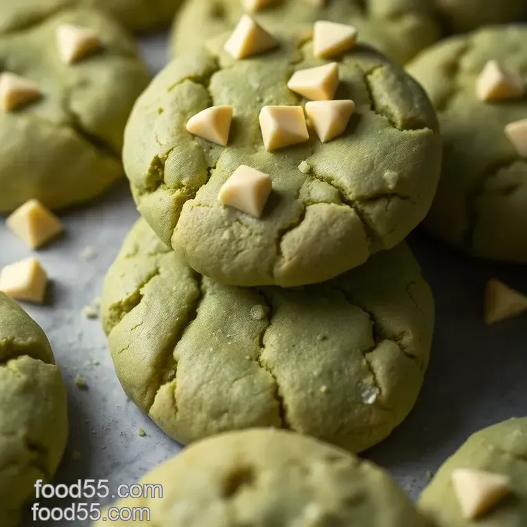 Matcha White Chocolate Cookies with Almond Flour presentation