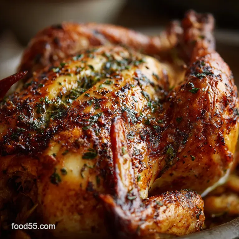 The Crispy King Herbed Mayonnaise Roasted Whole Chicken presentation