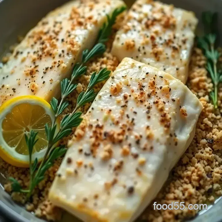 Mediterranean Baked Cod with Lemon-Herb Crust presentation