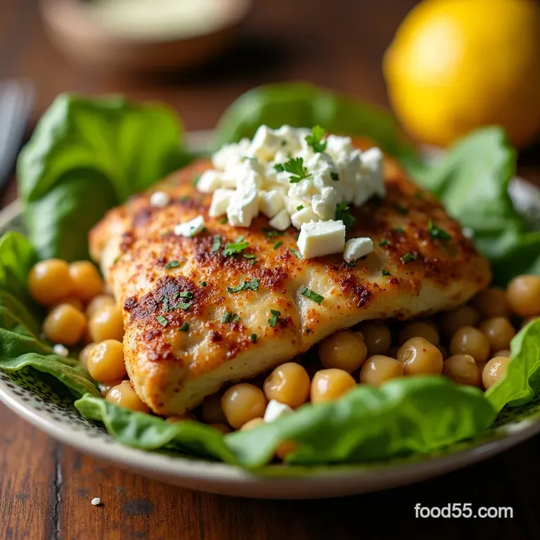 Mediterranean Chickpea Grilled Chicken Salad with Feta presentation