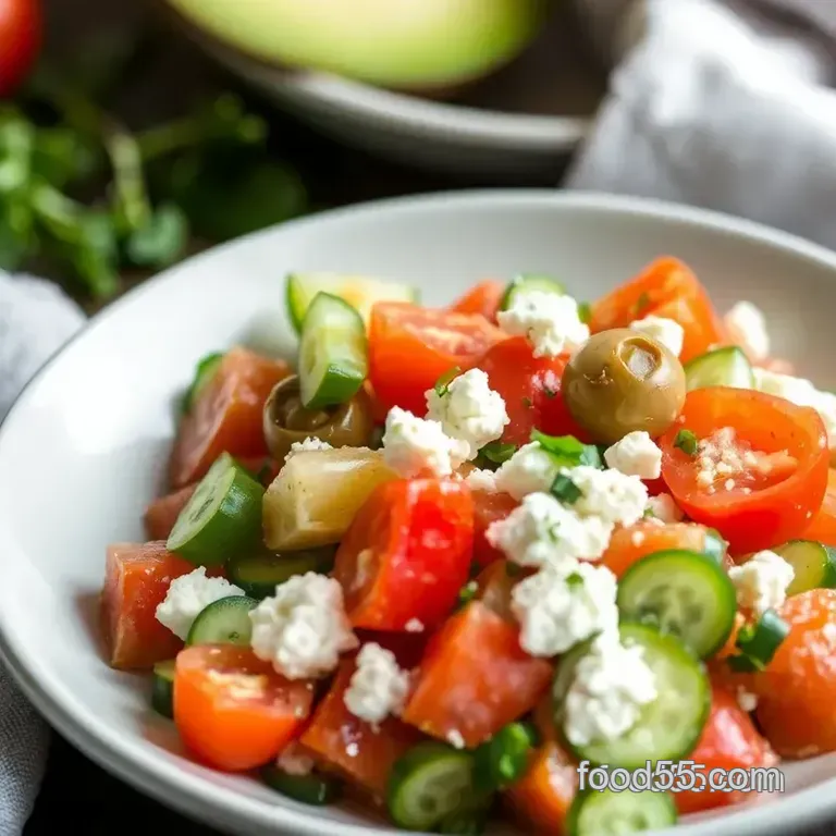 Mediterranean Cucumber and Tomato Salad presentation