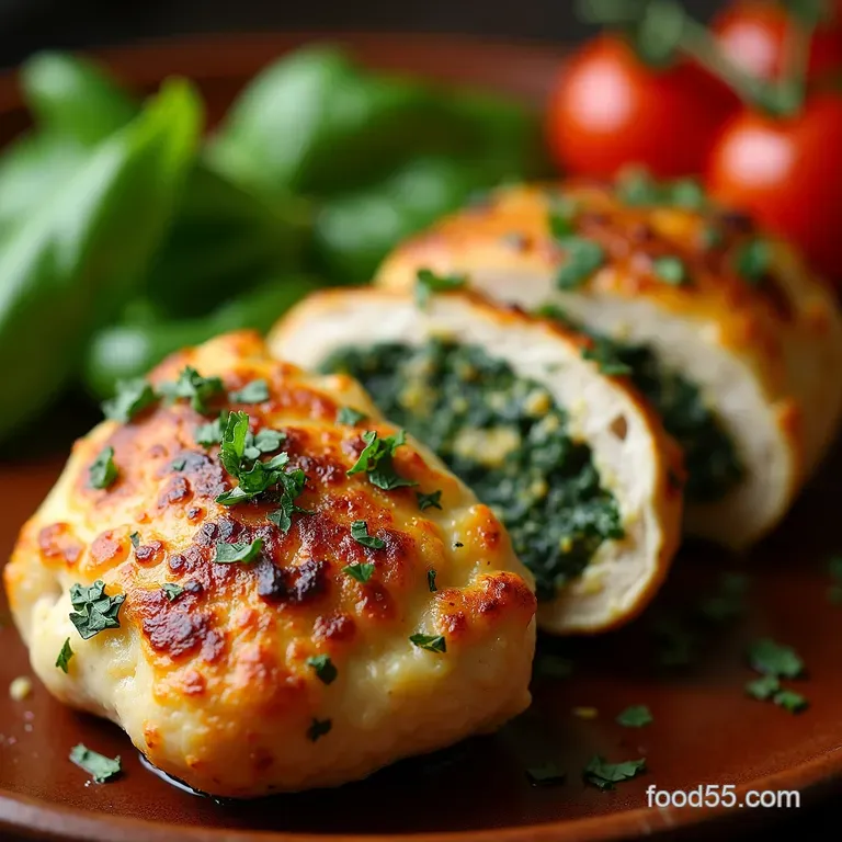 Mediterranean Spinach Feta Sundried Tomato Stuffed Chicken Breast presentation