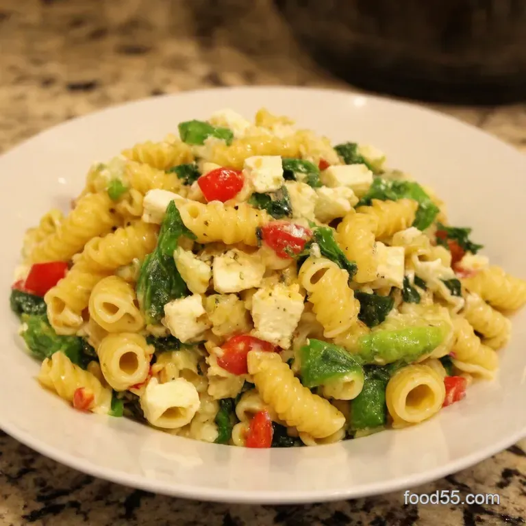 Mediterranean Sunshine a Vibrant Greek Pasta Salad presentation