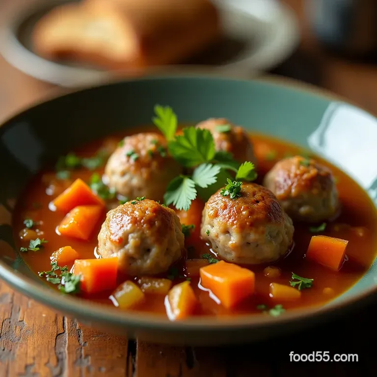 The Little Birds Comfort Speedy Mini Turkey Meatball Garden Vegetable Soup presentation