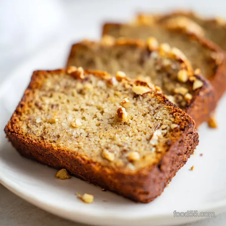 Thick slices of warm golden cake stacked neatly on a ceramic plate with a pat of melting salted butter.