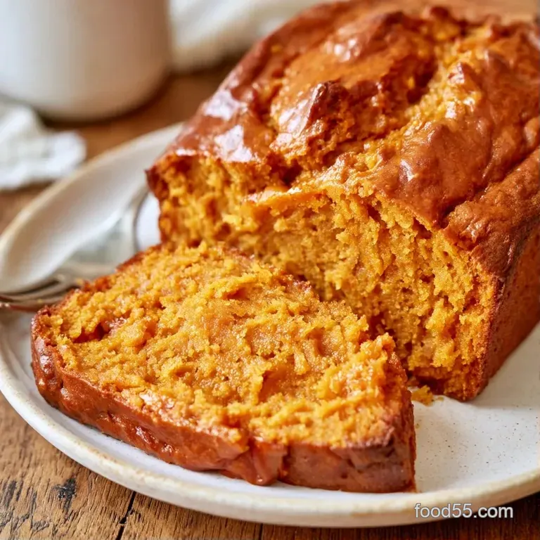 Two thick slices of orange spiced cake stacked neatly, served on a white ceramic plate with a pat of melting butter.