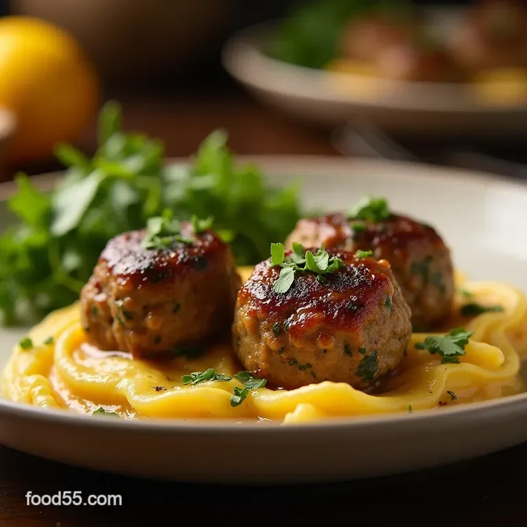 Secret Garden Zucchini Beef Meatballs with Lemonherb Glaze presentation