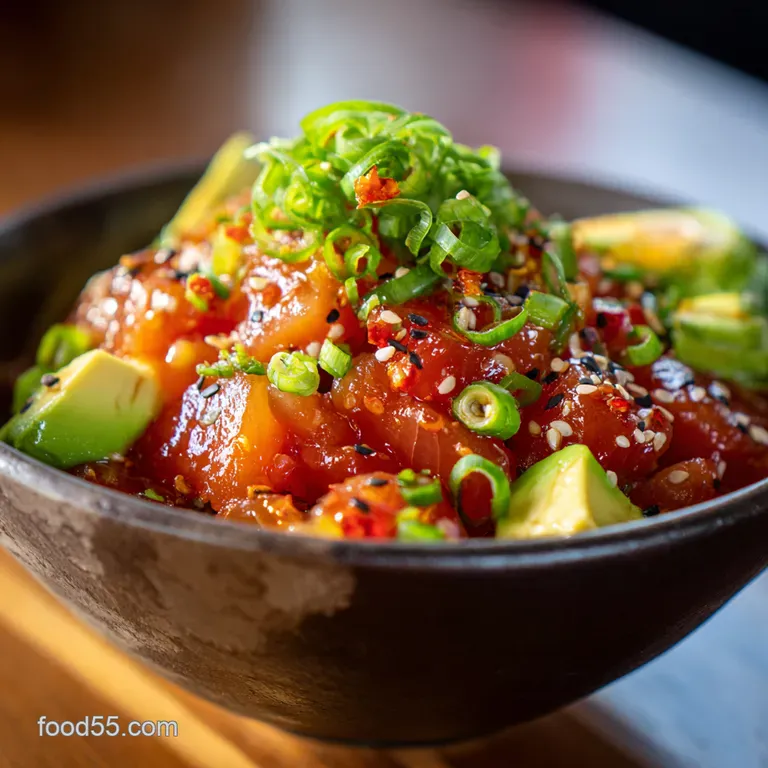 Mouthwatering Mayhem Creamy Spicy Ahi Poke Bowls presentation