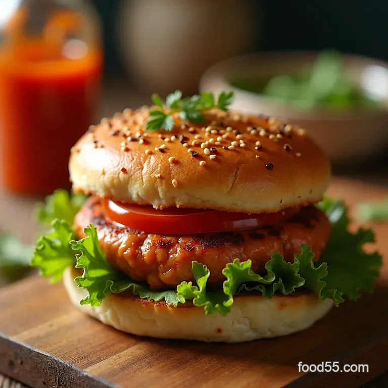 Naked Salmon Burgers with Sriracha Mayo presentation