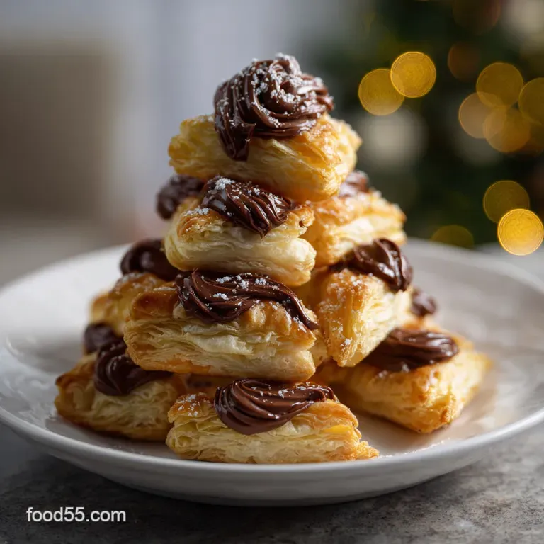 Nutella Christmas Tree Puff Pastry: 30-Minute Dessert presentation