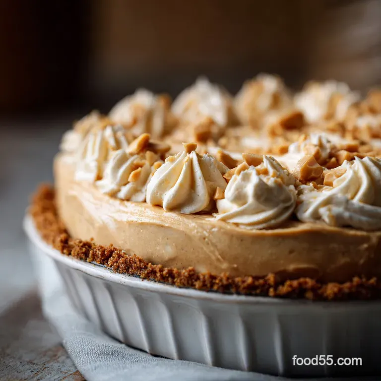 Old Fashioned Peanut Butter Pie: Grandmas Creamy No-Bake Cloud Pie presentation