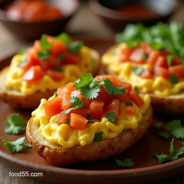 The Allin One Western Omelet Stuffed Potato Skins presentation