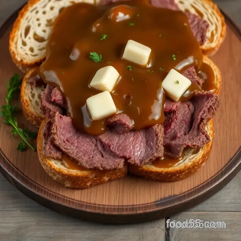 Open-Faced Roast Beef Sandwich: A Savory Delight presentation