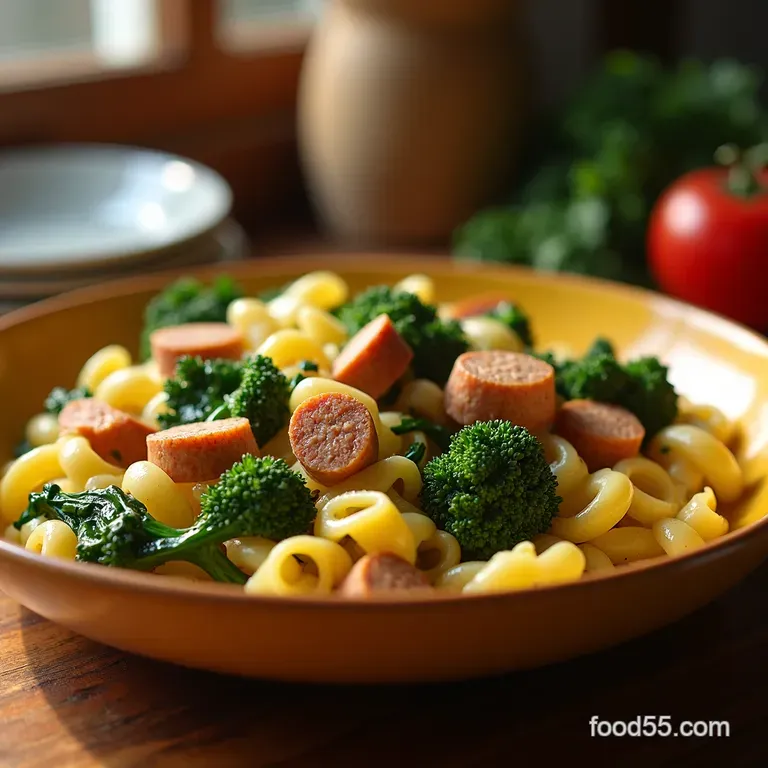 Orecchiette with Chicken Sausage and Broccoli Rabe presentation