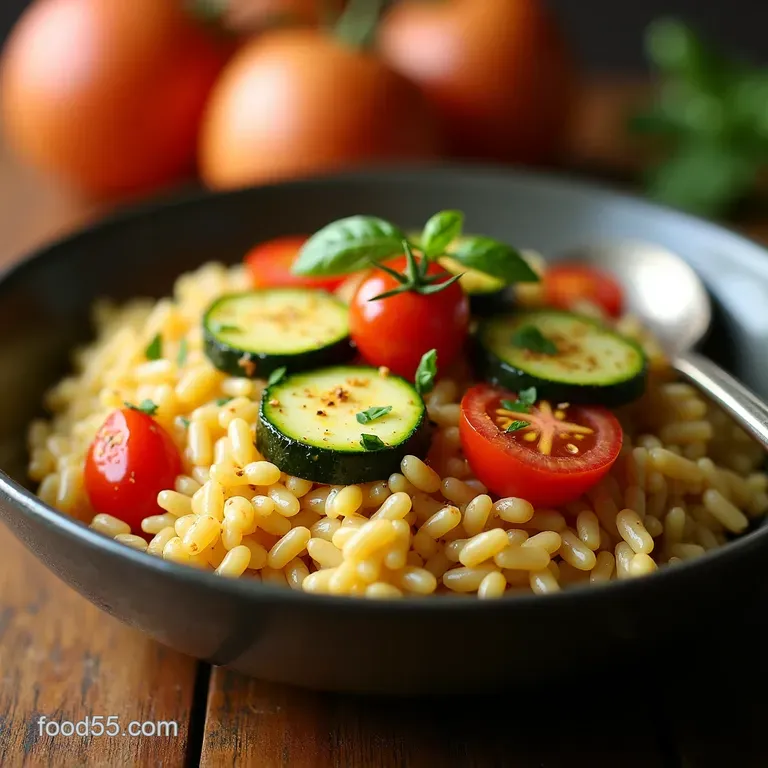 Orzo with Zucchini and Tomato Quick Summer Side presentation