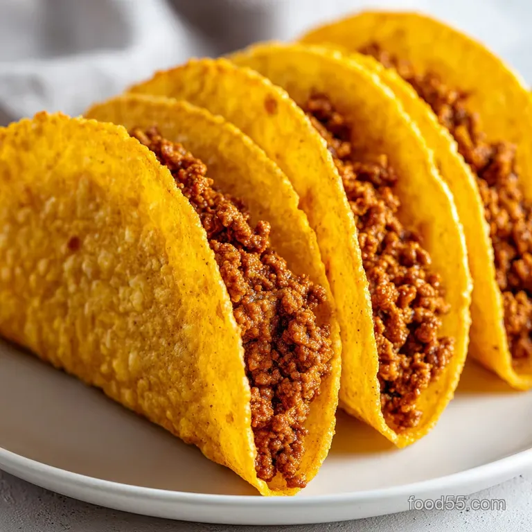 Crispy taco shells topped with shredded lettuce, diced red tomatoes, and a dollop of cool white sour cream.