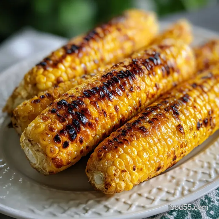 Perfectly roasted corn, husk pulled back, butter glistening on the warm, yellow kernels. Ready to eat, a simple but delici...
