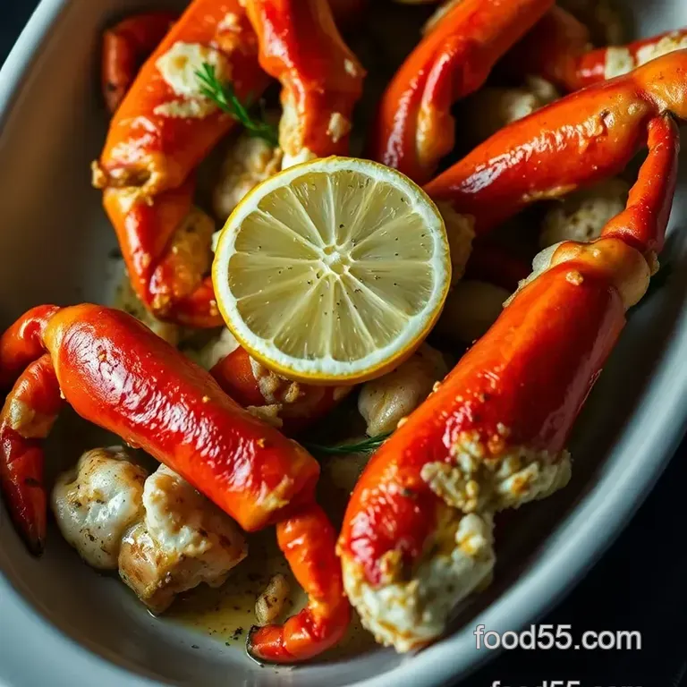 Oven Roasted Crab Legs with Garlic Butter presentation