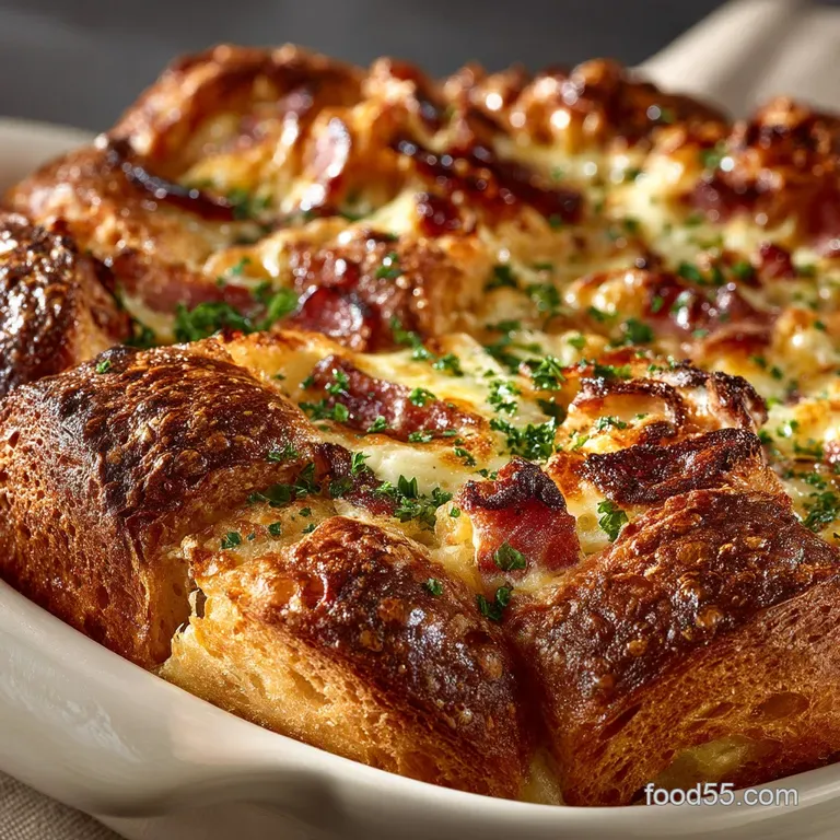 Savory Overnight Breakfast Croissant Casserole Ham Gruyère