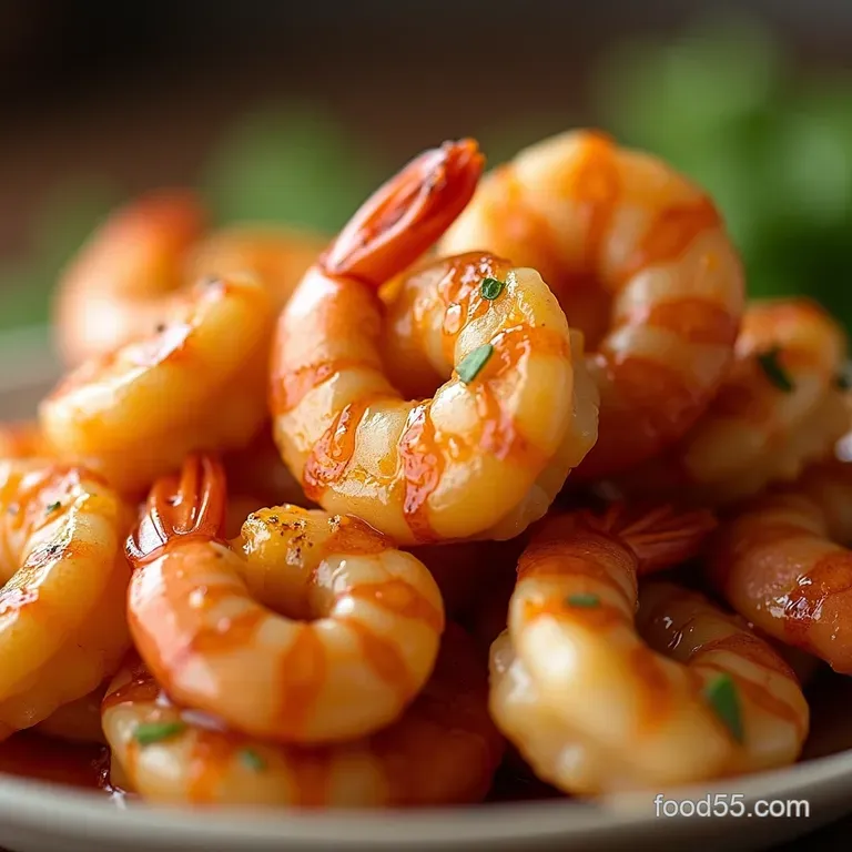 Panseared Honeygarlic Shrimp Sticky Sauce presentation