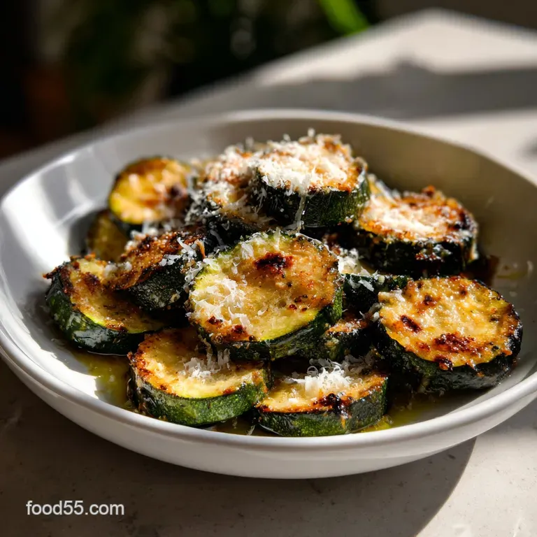 Sautéed zucchini ribbons, glistening with olive oil, are scattered over a bed of golden-brown parmesan, a vibrant and heal...