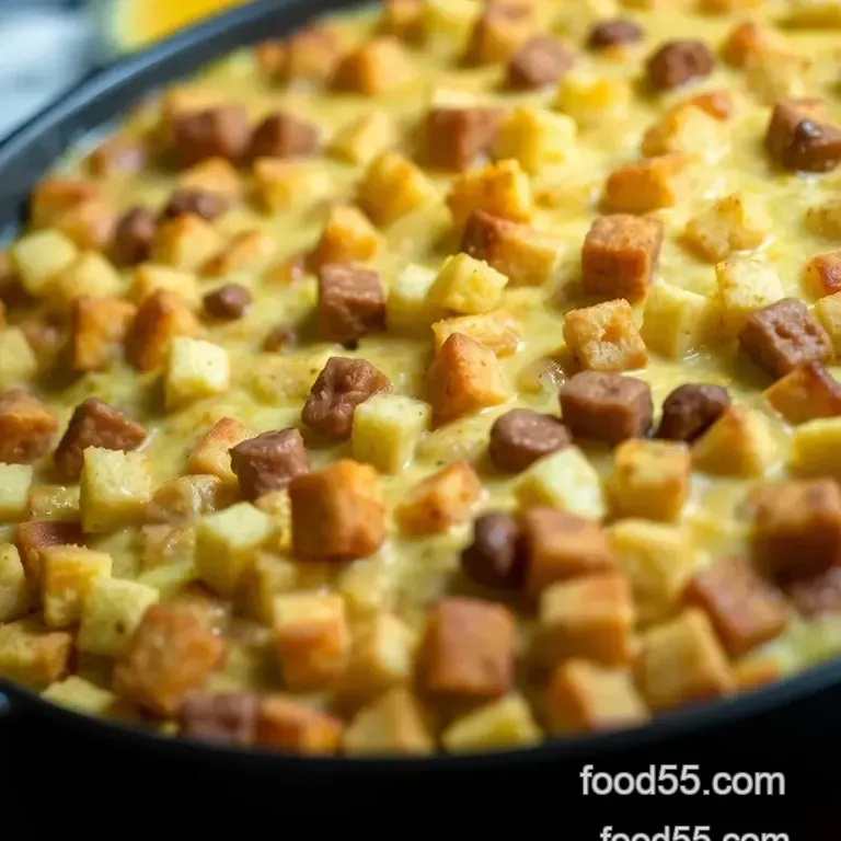 Paula Deen' s Hearty Breakfast Casserole presentation