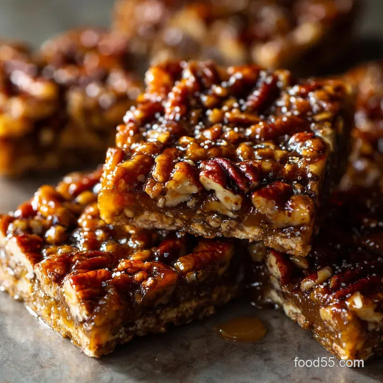Praline Crunch Bars: the Queens Sticky Pecan Toffee Dream presentation