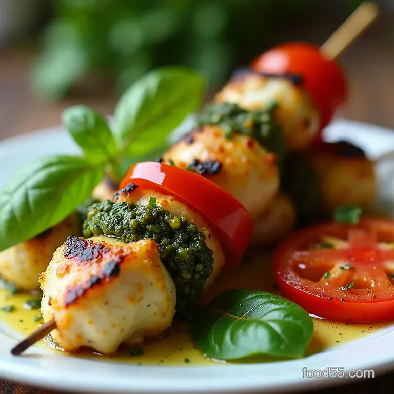 The Glorious Green Garden Grill Pesto Chicken Heirloom Tomato Kebabs