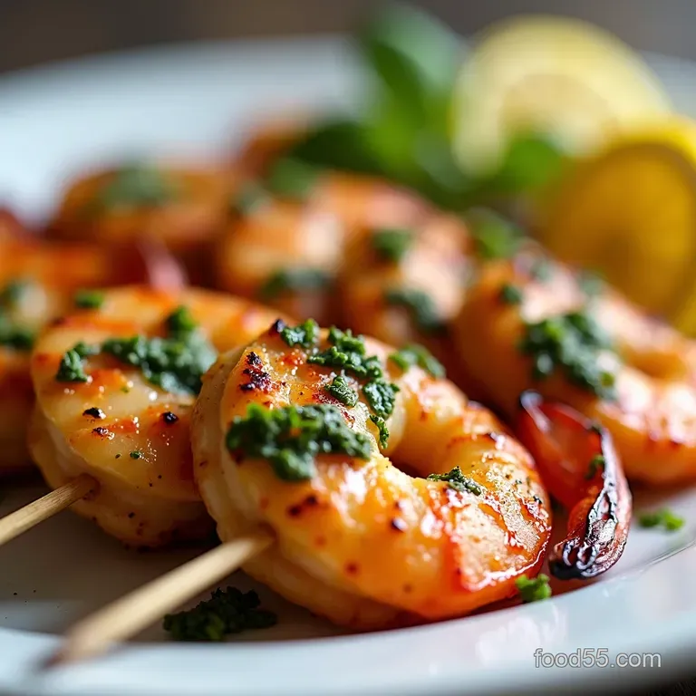 SunKissed Basil Garlic Grilled Pesto Shrimp Skewers with Lemon Zest