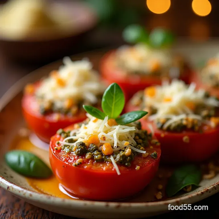 Pestoparmesan Baked Tomatoes presentation