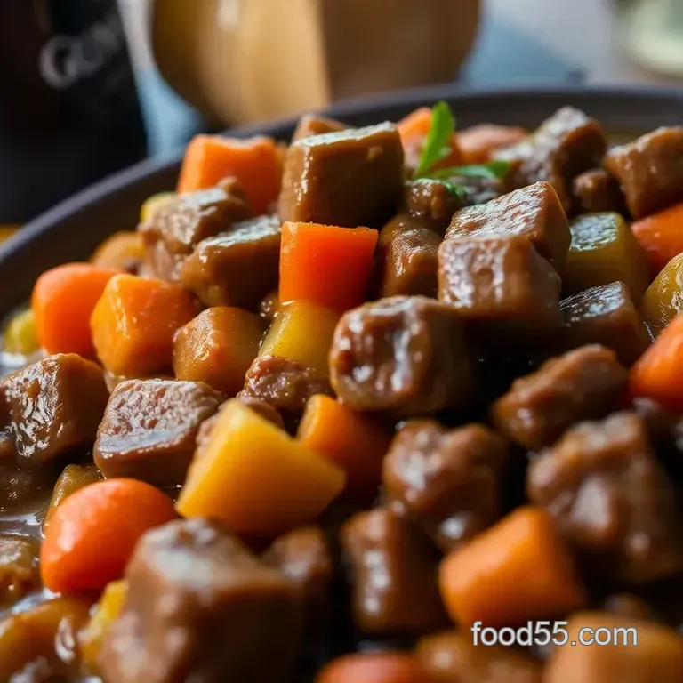 Pub Grub Beef Tips in Guinness Gravy presentation