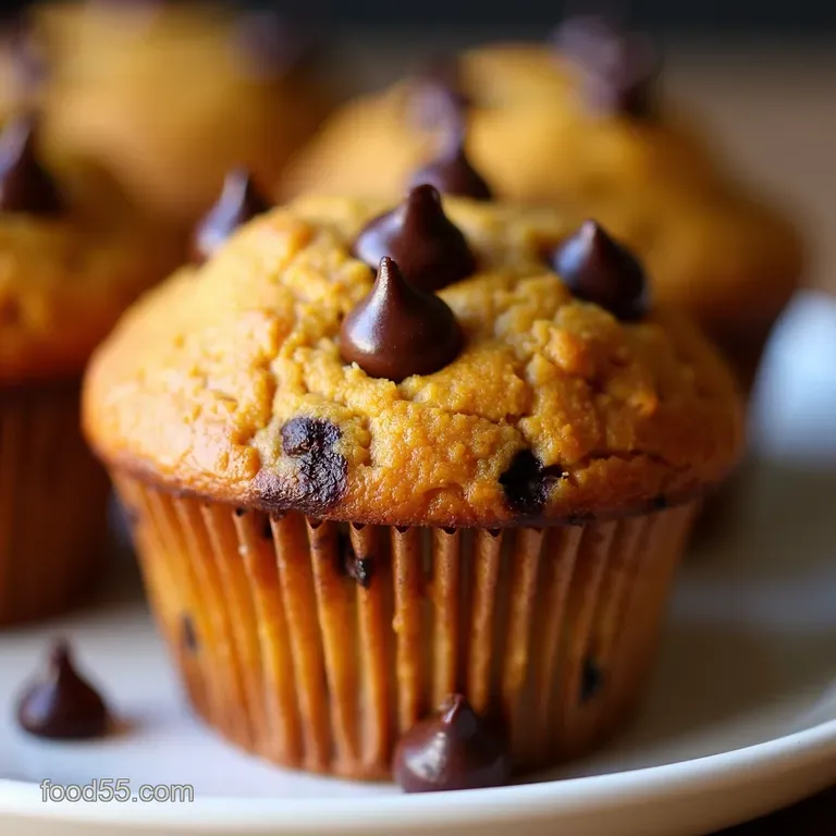 Pumpkin Chocolate Chip Muffins Moist Autumnspiced presentation