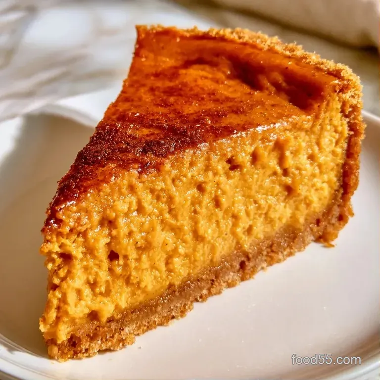 A slice of orange-hued cake topped with a dollop of white whipped cream and a pinch of cinnamon on a slate platter.