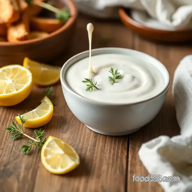 Quick Cr&egrave;me Fraiche Dressing with Lemon presentation