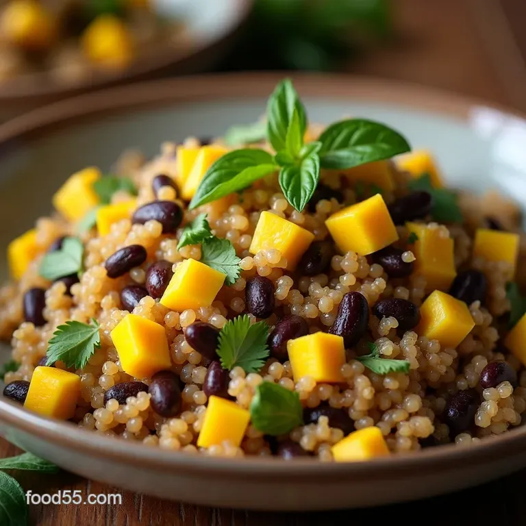 Sunshine State Supper Zesty Quinoa Black Bean and Mango Salad with Cilantrolime Vinaigrette presentation
