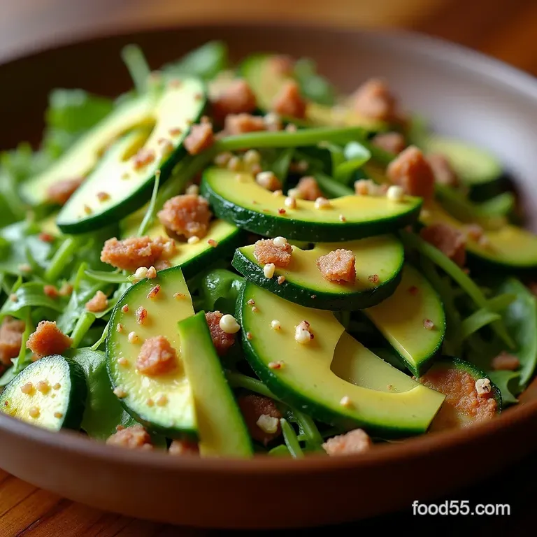 Raw Zucchini Salad with Avocado the Green Goddess Ribbon Salad presentation