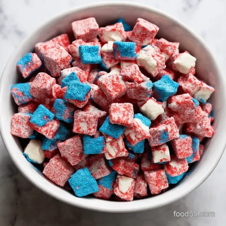 Red White Blue Muddy Buddies Patriotic Puppy Chow presentation
