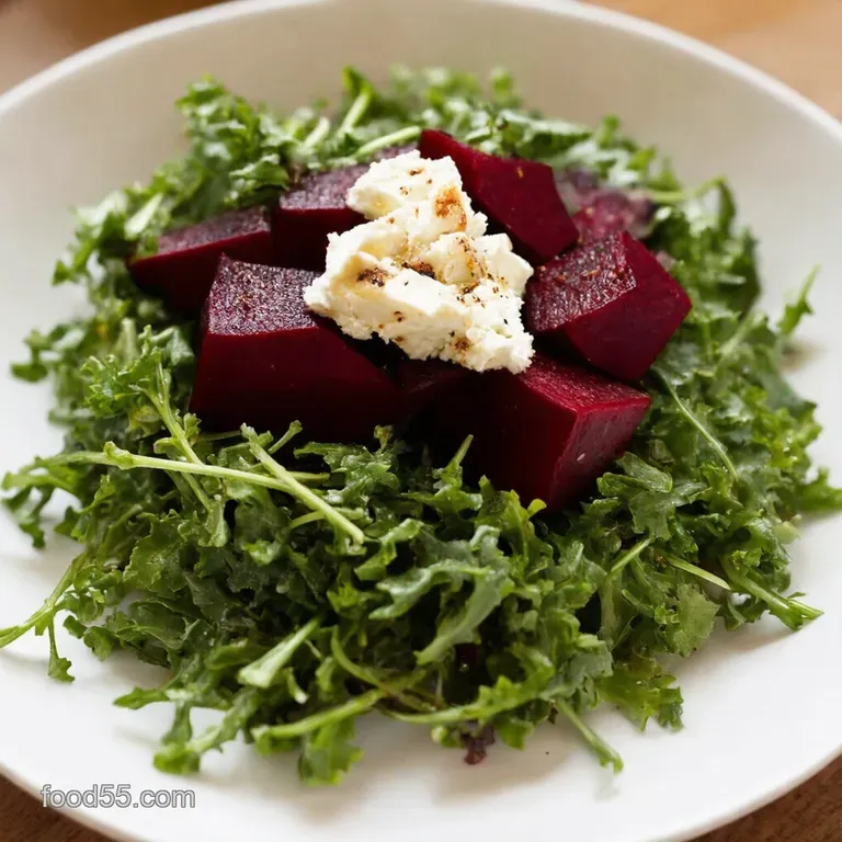 Roasted Beet Arugula Salad with Goat Cheese and Toasted Walnuts presentation