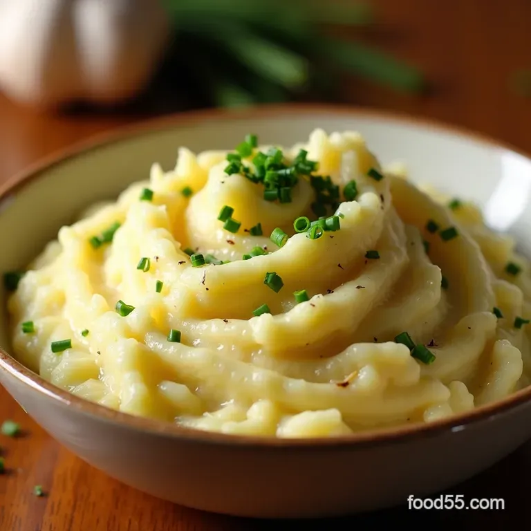 Silky Roasted Garlic Chive Mash the Ultimate Comfort Tuber presentation