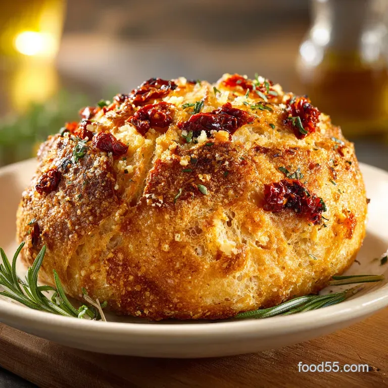 Rosemary Tomato Parmesan Bread: No-Knead